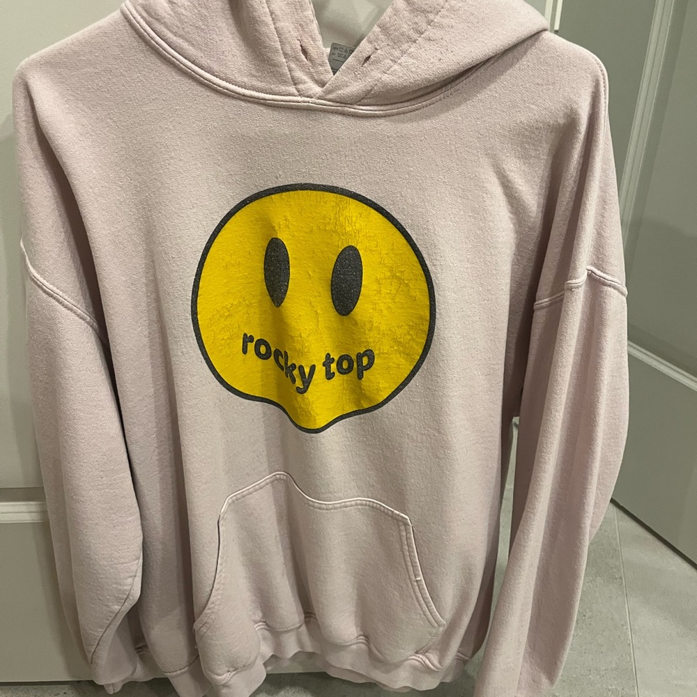Pink Hoodie with Yellow Smiley Face